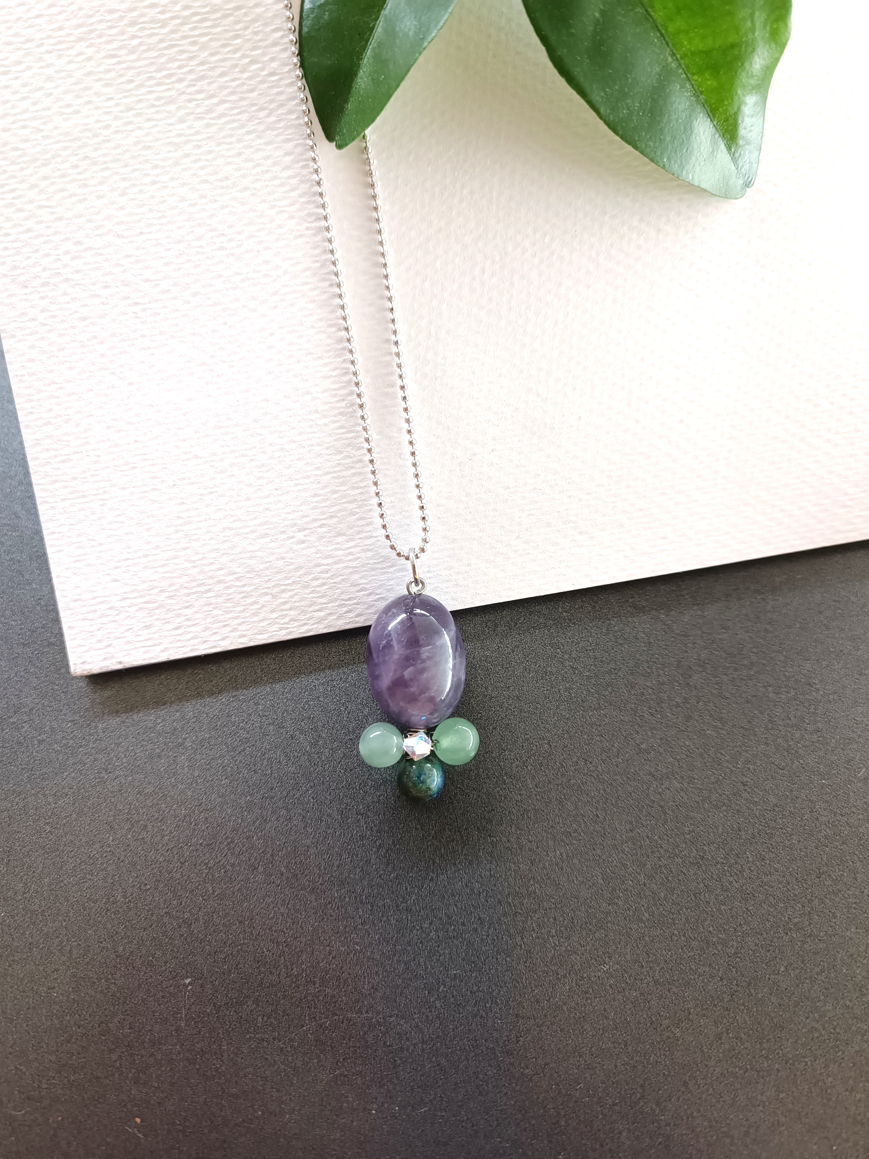 สร้อยคอพร้อมจี้หินแท้ Amethyst Necklace(For Success & Wealth)