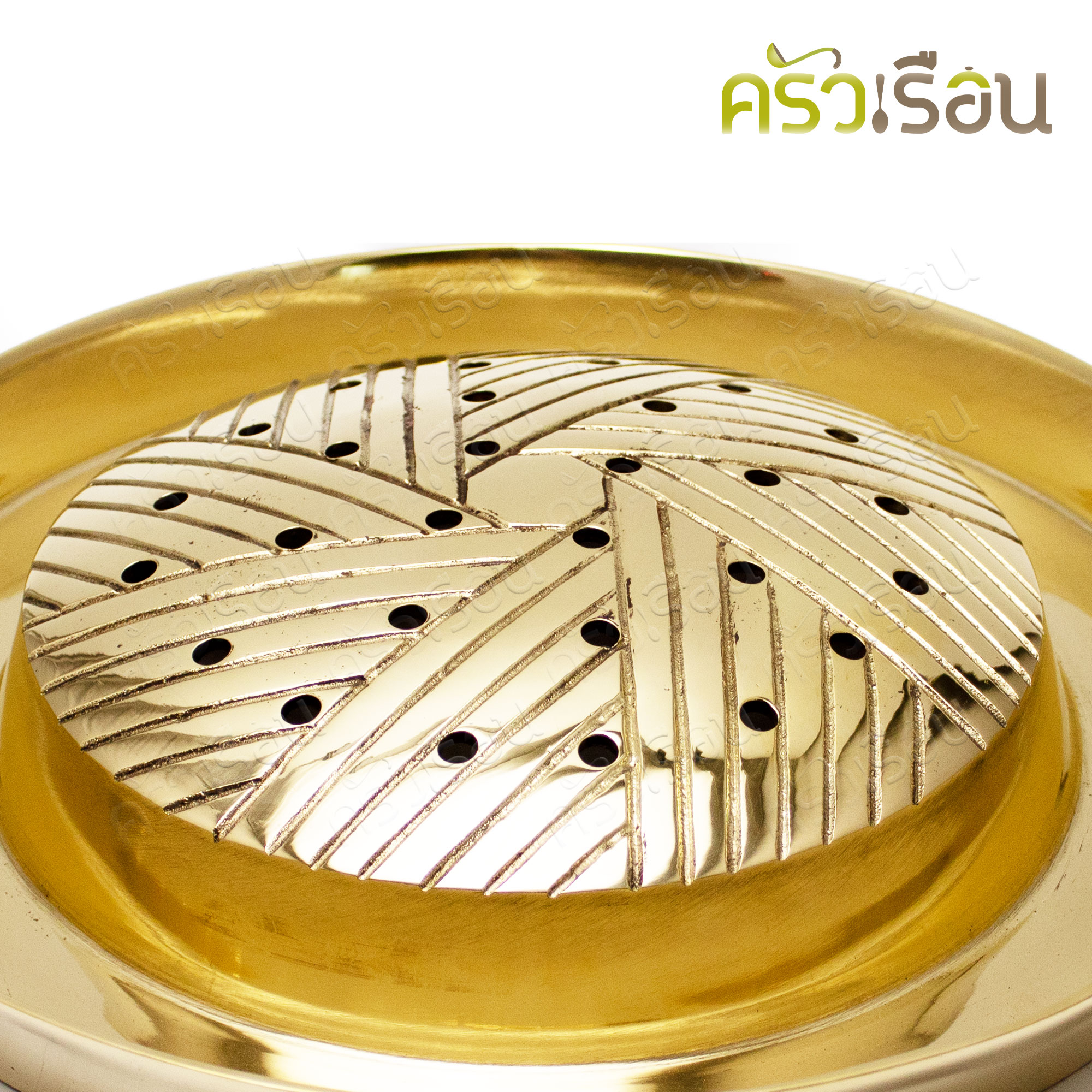 BRASS กระทะย่าง มีรู ทองเหลืองแท้ เบอร์ 16 28 x 35 x 6.5 ซม. กะทะปิ้งย่าง กะทะหมูกะทะ