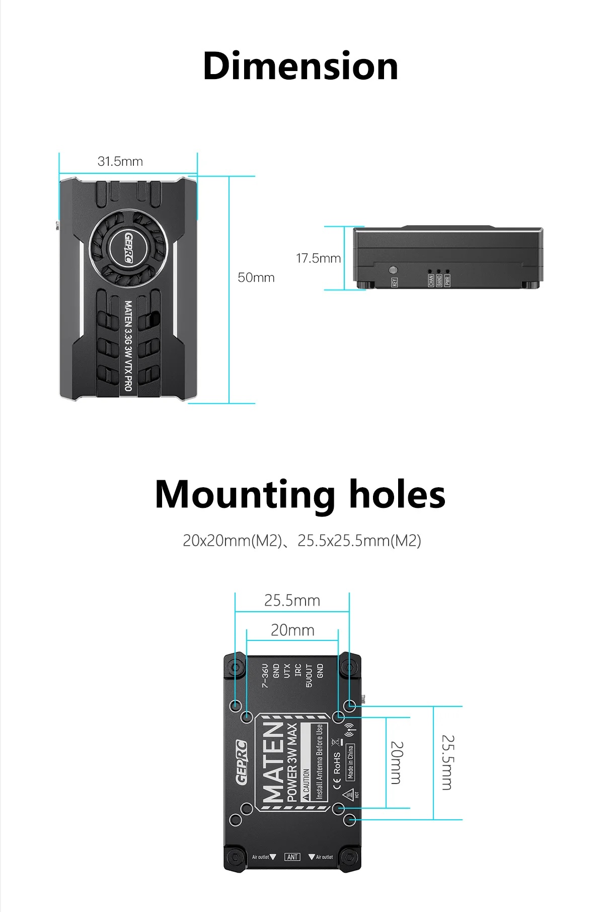 GEPRC MATEN 3.3G 3W VTX PRO อุปกรณ์โดรน Drone