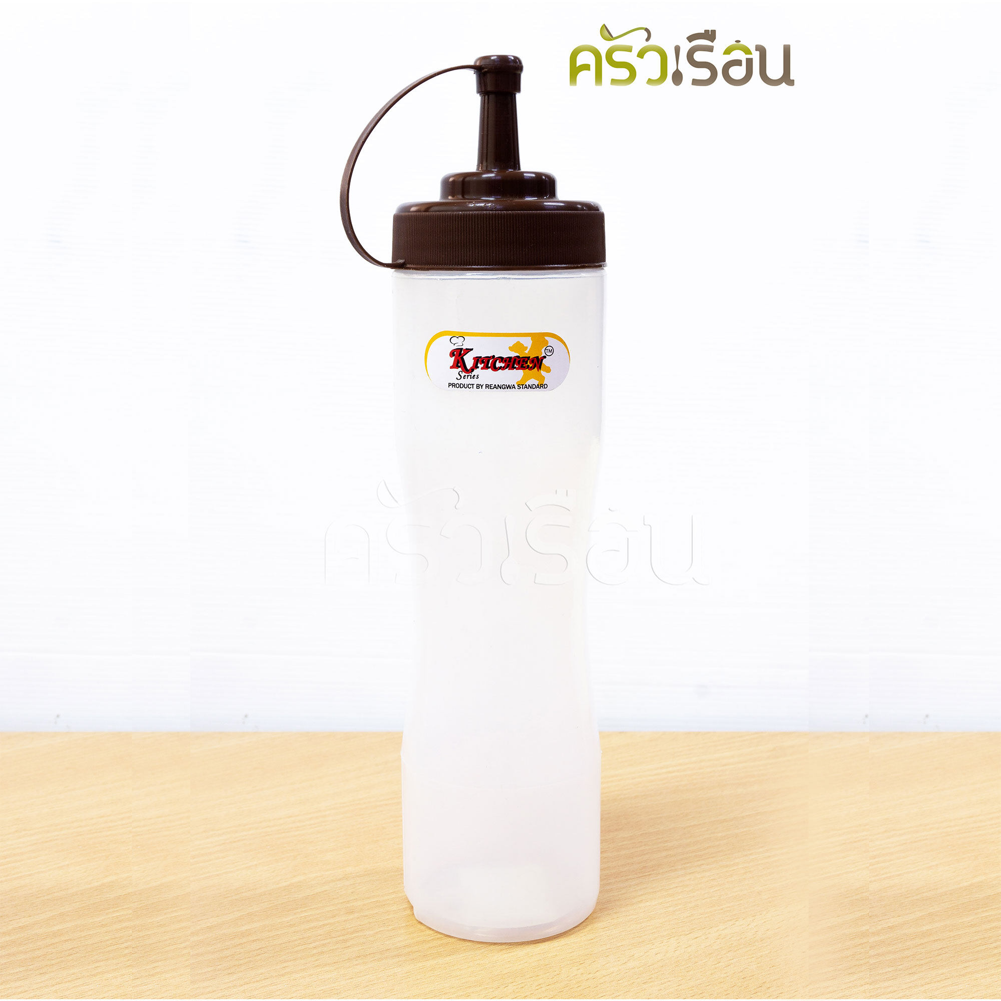 Reangwa Standard ขวดบีบ พลาสติก RW9513 ฝาคละสี น้ำตาลหรือสีครีม 25 ออนซ์ / 750 ml. 6.9 x 28 ซม. ขวดบีบซอส ขวดนมข้น ขวดบีบนมข้นคอกว้าง SQUEEZER BOTTLE
