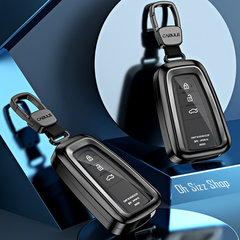 เคสโลหะรีโมทรถยนต์ Toyota Cross GR 2022 แบบ 2 ชั้น รุ่นถอดกุญแจในรีโมทเพื่อเข้าเกียร์ว่าง (Double-Layer Metal Aluminum Alloy Key Cover with transparent push button Guard 360) Toyota Key Sets Model Camry, Cross, CHR, Altis