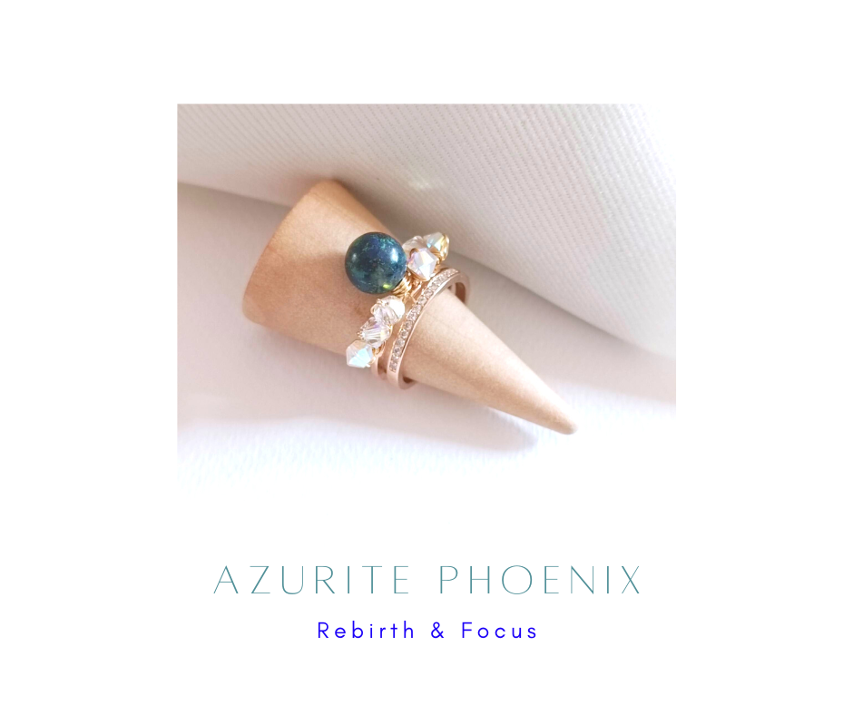"The Crown" Ring Collection แหวนหินแท้ Azurite Phoenix (For Wealth & Success)