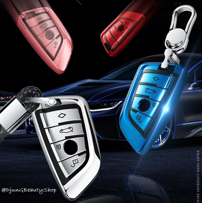กรอบเคสรีโมทรถยนต์ BMW (TPU Key Cover with Colorful PC Push button Guard) BMW Key Sets 2018-New 5 Series 525/530Li/X3X1X5/X6 สมาร์ทคีย์ Keyless Smart Entry