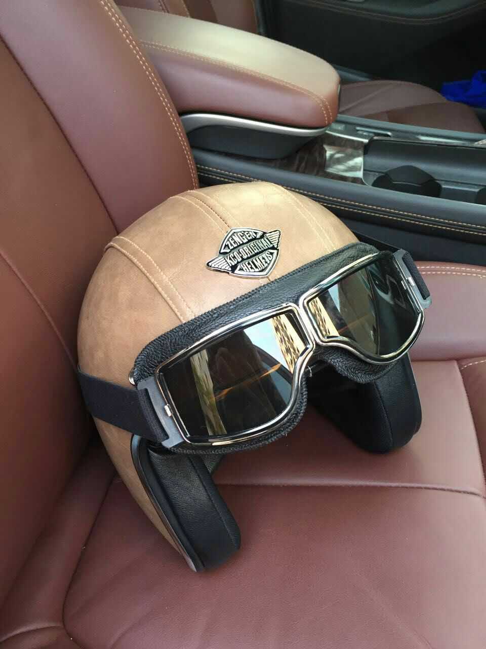 หมวกกันน็อคหนัง Biker-Z1 soft brown