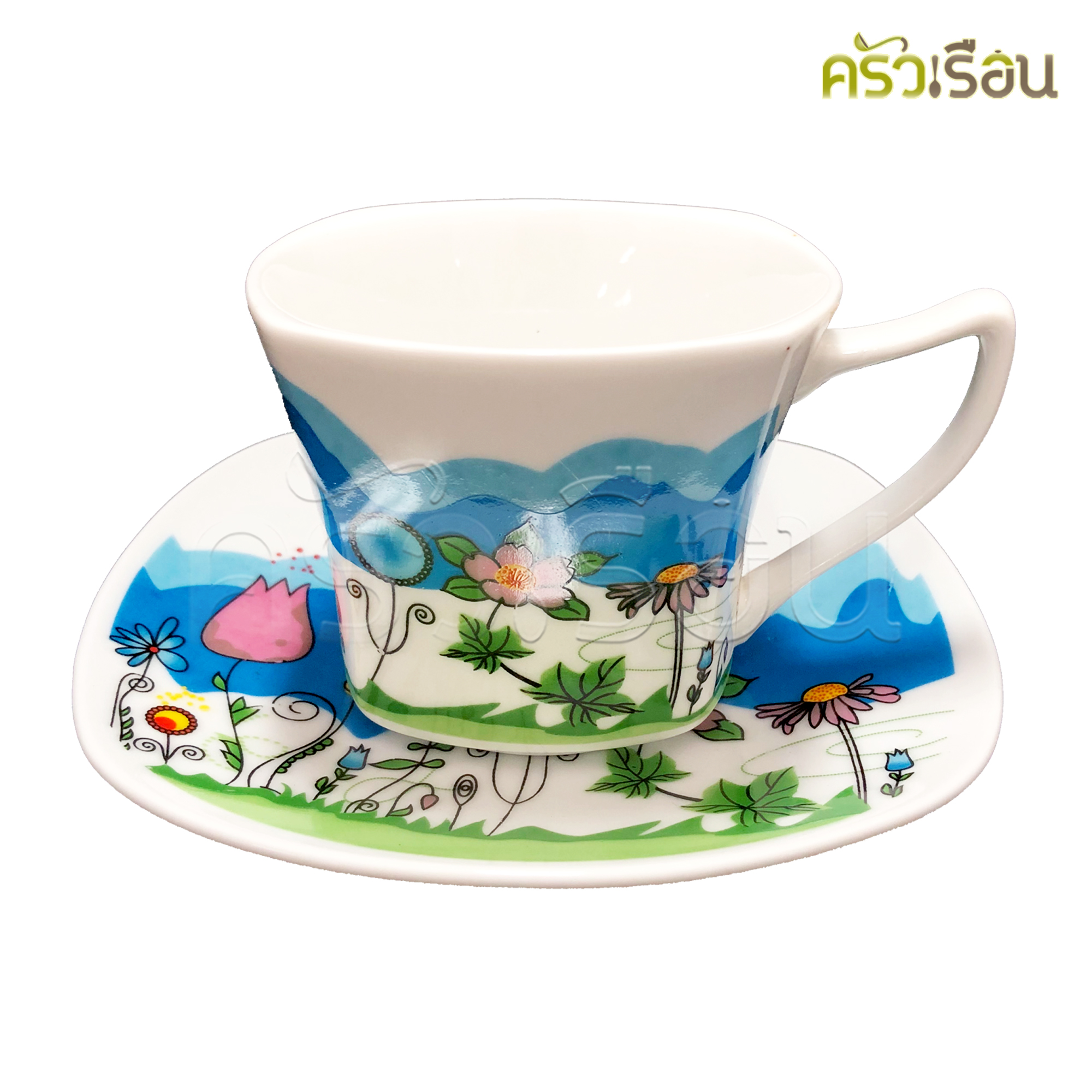 US Coffee Cup + Coaster, Hero model, 4 pieces, 2 cups. cups and saucers