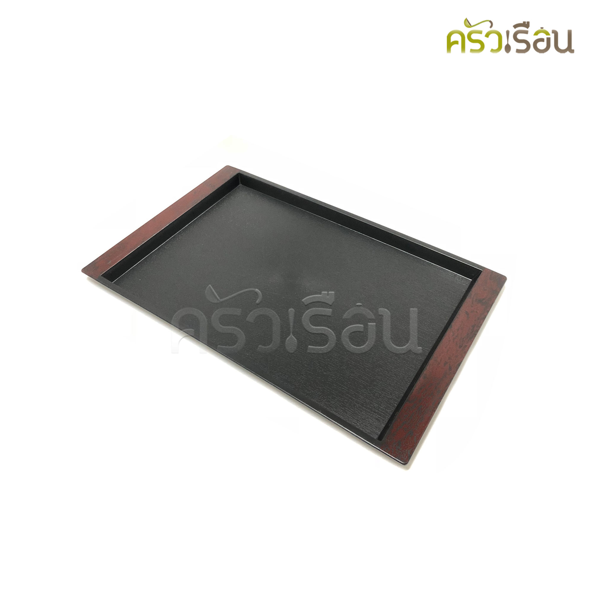 US ถาดญี่ปุ่น พลาสติก ขอบจับลายไม้ 38 x 24 ซม. สูง 1.5 ซม. JPT-3824 ถาดลายไม้ ถาดเสิร์ฟ serving tray