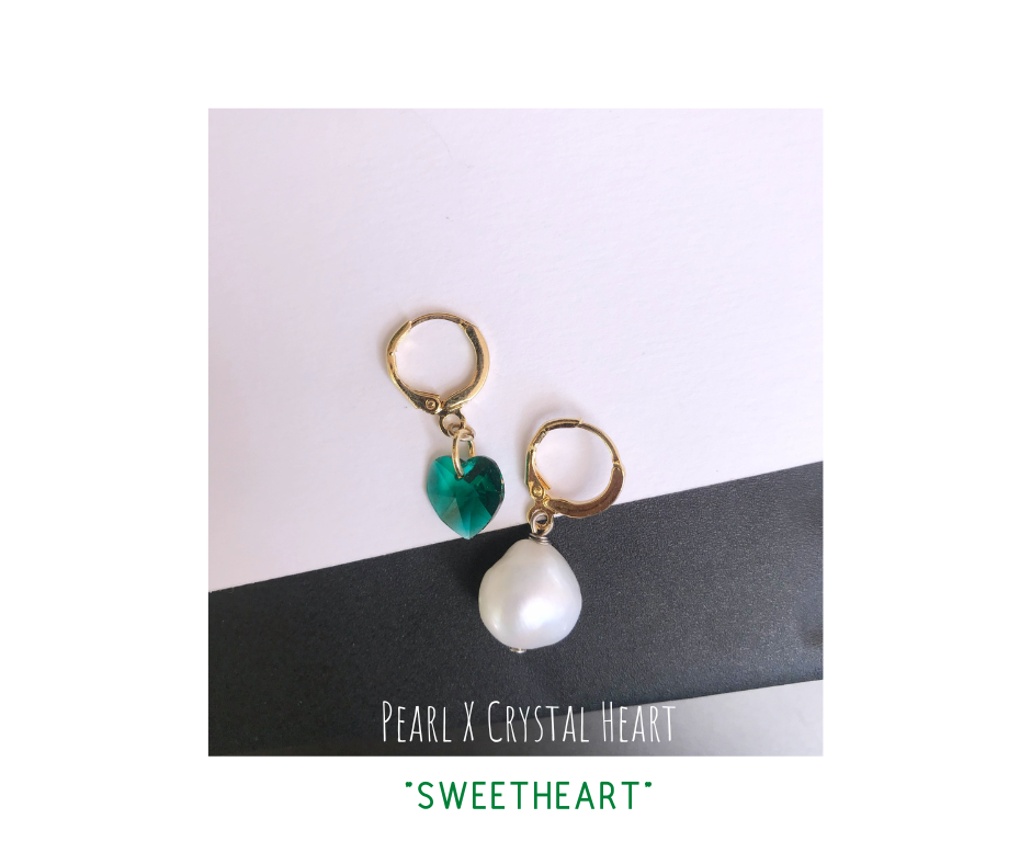 ต่างหูไข่มุกแท้ "Sassy" Sweetheart + Baroque Pearl Earring