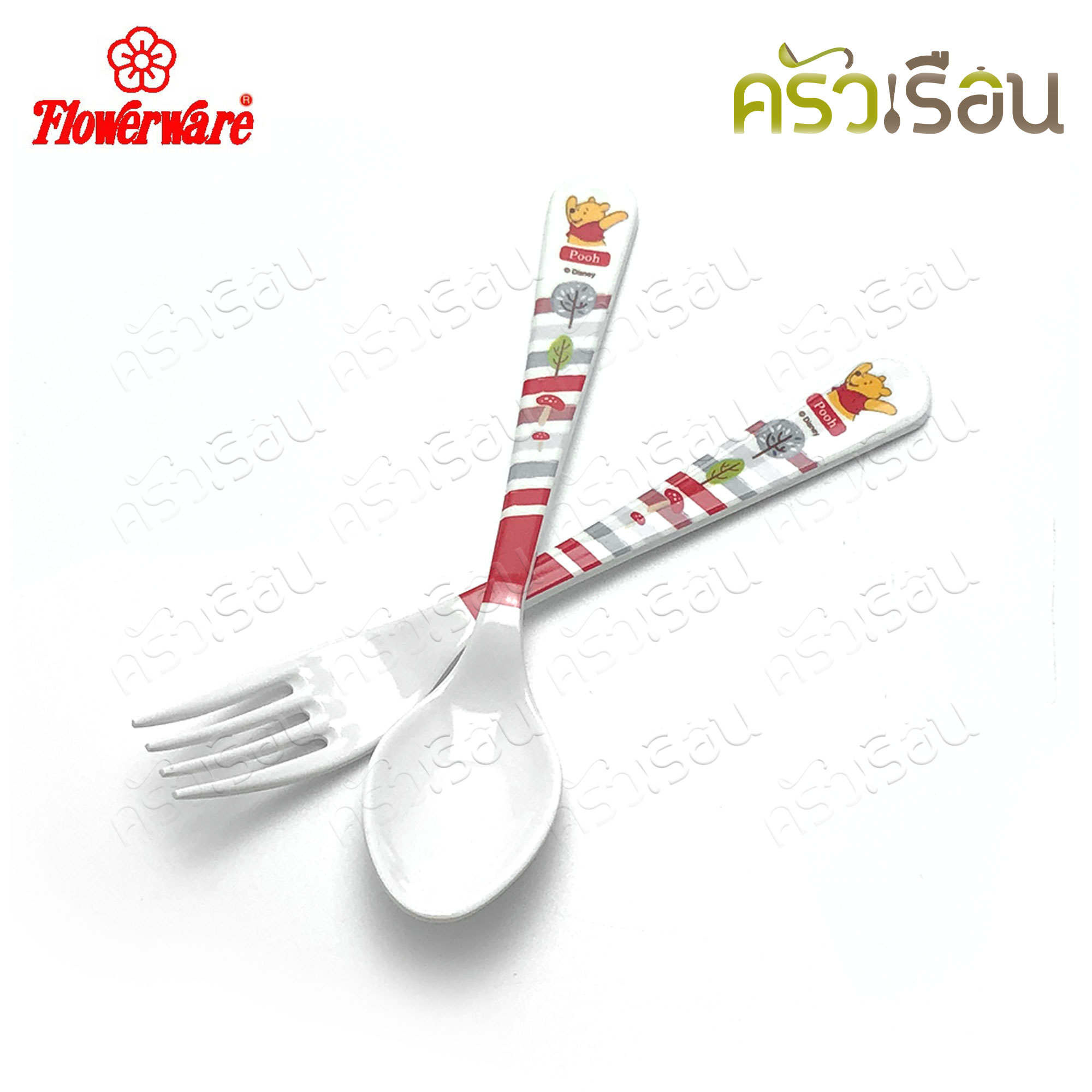Flowerware ลายหมีพูห์ วู้ดแลนด์ Pooh Woodland [ ราคาต่อชิ้น ] ชาม หรือ ช้อนส้อม หรือ แก้วน้ำ เมลามีน