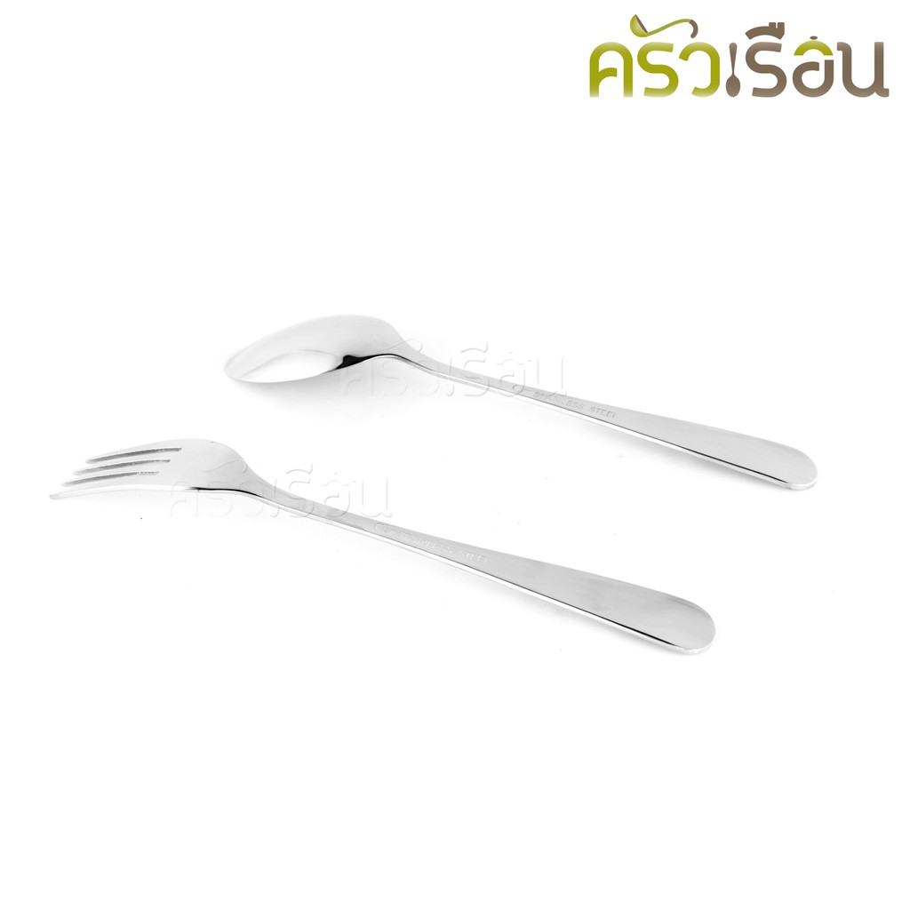 Double Apples [ แพ็ค 6 คู่ ลายหงส์ ] ช้อนส้อม สเตนเลส ขนาด 19 ซม. ช้อนยาว ส้อมยาว ช้อนข้าว