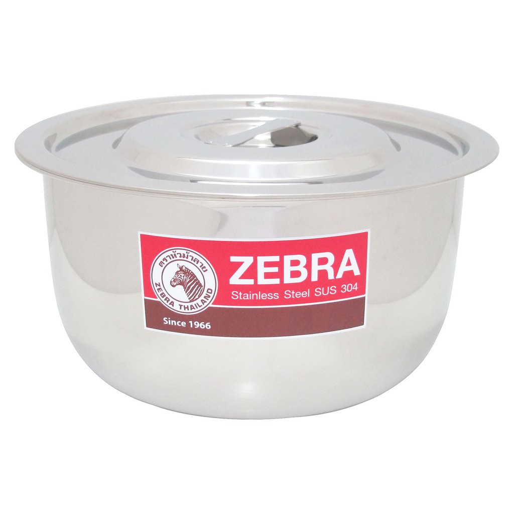 Zebra หม้อแขก สเตนเลส 30 ซม. สูง 16 ซม. ความจุ 10.5 ลิตร ตราหัวม้าลาย 170030 หม้อไม่มีหู หม้ออินเดีย