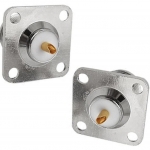 N type female jack RF coax connector 4-hole panel mount with solder cup,silver