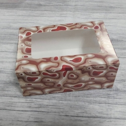 กล่องขนม กล่องเค้ก กล่องคัพเค้ก กล่องขนม กล่องชิฟฟ่อน กล่องช้อคโกแล็ต กล่องคุ๊กกี้ ขนาด 12.0x17.5x7.5 ซม.ลายสีน้ำตาล-แดง แบบมีหน้าต่างพลาสติก (20 ใบต่อแพ็ค)