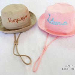 หมวกบักเก็ต(bucket)สีเหลืองปักชื่อ