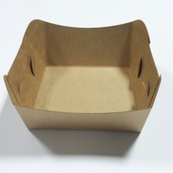 ถาดใส่ขนม/ถาดขนมปัง/ถาดชิม/ถาดอาหารฟู้ดเกรดคราฟท์น้ำตาล กว้าง 10.5 x ยาว 9.2 x สูง 4.2 ซม.