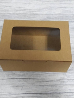 กล่องขนม กล่องเค้ก กล่องคัพเค้ก กล่องขนม กล่องชิฟฟ่อน กล่องช้อคโกแล็ต กล่องคุ๊กกี้ ขนาด 12.0x17.5x7.5 ซม.สีคราฟท์น้ำตาลเข้ม แบบมีหน้าต่างพลาสติก (20 ใบต่อแพ็ค)