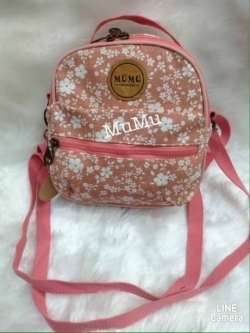 กระเป๋าเป้ได้สะพายได้ mumu ลายดอกไม้ชมพู