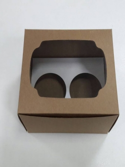 กล่องคัพเค้ก 2 ชิ้น สีคราฟท์น้ำตาล ขนาด 13x15.2x10ซม.กล่องคัพเค้กพร้อมฐานรองคัพเค้ก (ช่องใส่คัพเค้กกว้าง 6.4ซม.) ราคา 200 บาท (20ใบ/แพ็ค)