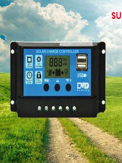 ตัวควบคุมการชาร์จแบตเตอรี่ แบบ PWM_10A 12/24V with LCD display and USB (PJ)