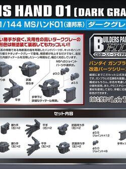 Bandai BUILDERS PARTS HD 1/144 MS Hand 01 (E.F.S.F.) Dark Gray 4573102628640