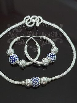 สร้อยแขน ต่างหู ลงยาน้ำเงิน