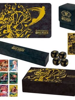 Bandai One Piece Card Game Japanese 2st Anniversary Set (Promo/Playmat/ Storage/Case/ Sleeve/Dice) 4582769734243 (การ์ด)