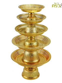 ลายไทย พานรัตนโกสินทร์ พลาสติก สีทอง