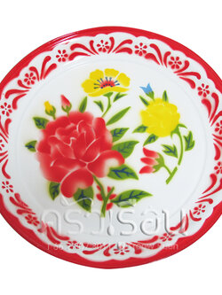 Rabbit Brand ถาดเคลือบ อีนาเมล ลายดอก ตรากระต่าย [ราคาต่อใบ ตามขนาดที่เลือก]