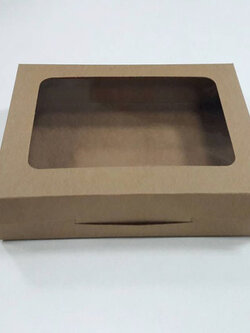 กล่องขนม กล่องบราวนี่ กล่องทาร์ตไข่ กล่องชิฟฟ่อน ขนาด 14.5x20x4 ซม.สีคราฟท์น้ำตาลเข้ม ราคา 165 บาทต่อแพ็ค (20 ใบ)