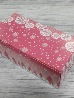 กล่องขนม กล่องเค้ก กล่องคัพเค้ก กล่องชิฟฟ่อน กล่องช้อคโกแล็ต กล่องคุ๊กกี้ กล่องอเนกประสงค์ ขนาด 10.5x20.5x6.5 ซม.ไม่มีหน้าต่าง (ฝาทึบ) ลายสีชมพู ราคา 145 บาทต่อแพ็ค (20 ใบ)