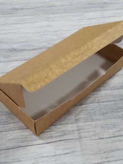 กล่องบราวนี่ กล่องขนม กล่องเอนกประสงค์ กล่องทรงหูช้างแบบฝาเสียบหน้า สีคราฟท์น้ำตาลอ่อน(CKB) ขนาด 10x20.5x3.8 ซม.(ฝาทึบ) ราคา 185 บาทต่อแพ็ค (20 ใบ)