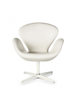 RENT/ให้เช่า : เก้าอี้อาร์มแชร์ เบาะหนังสีขาว รุ่น สวอน (REPLICA SWAN CHAIR)