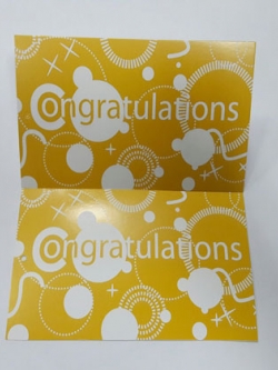 ป้ายอวยพร Congratualtions ป้ายของวัญ ป้ายห้อยสินค้าลายเหลืองขาว