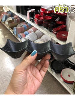 Phoenix Melamine sauce cup, 3-compartment, black, 19 x 6.6 x 4.2 cm. F153575