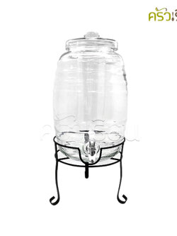 US โถแก้ว จ่ายน้ำผลไม้ 10 ลิตร ฝาเเก้ว พร้อมขาตั้ง HS-100 โถจ่ายน้ำ