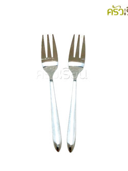 Double Apples ส้อมขนม สเตนเลส ลายไผ่,เรียบ ขนาด 13.9 ซม. ตราแอปเปิ้ลคู่ แพ็ค 2 ชิ้น