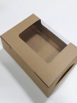กล่องทรงหน้าต่างวีเชฟ กล่องทาร์ตไข่ กล่องเค้ก กล่องคัพเค้ก กล่องบราวนี่ กล่องชิฟฟ่อน กล่องขนม ขนาด 15.0x22.0x5.0 ซม.สีคราฟท์น้ำตาลเข้ม ราคา 200 บาทต่อแพ็ค(20ใบ)