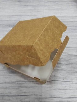 กล่องแฮมเบอร์เกอร์ กล่องอาหาร สีคราฟท์น้ำตาลอ่อน (CKB) ขนาด 10.0x10.5x7.5 ซม. Size L ราคา 210 บาท ต่อแพ็ค (50 ใบ)(สินค้ายังไม่ได้พับขึ้นรูปกล่อง)