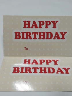 ป้ายอวยพร Happy Birthday ลายแดงครีม ป้ายของวัญ ป้ายห้อยสินค้า