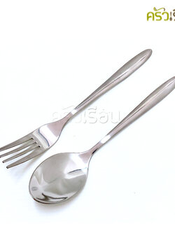 Double Apples [แพ็ค 6 คู่] ช้อนส้อม สเตนเลส ลายไผ่ / ลายเรียบ ขนาด 19 ซม.