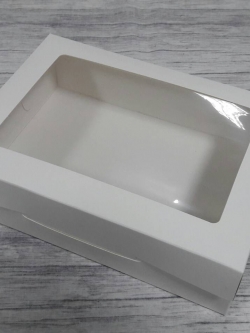 กล่องขนม กล่องบราวนี่ กล่องขนมเปี๊ยะ กล่องอเนกประสงค์ ขนาด 17.0x23.5x6.5 ซม.สีขาว (มีหน้าต่างพลาสติก) ราคา 260 บาท ต่อแพ็ค(20ใบ)