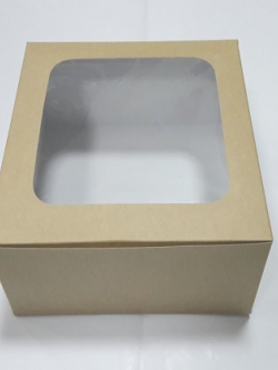 กล่องเค้ก กล่องเค้ก 1 ปอนด์ กล่องขนม กล่องเบเกอรี่ กล่องคัพเค้ก สีคราฟท์ขาวหลังน้ำตาล ขนาด 20.5x20.5x10ซม. ราคา 330 บาทต่อแพ็ค (20ใบ)