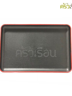 US ถาดญี่ปุ่น ขอบแดง ลายไม้ วัสดุพลาสติก รุ่น SUT มีให้เลือก 3 ขนาด ราคาต่ออัน ถาดเสิร์ฟ