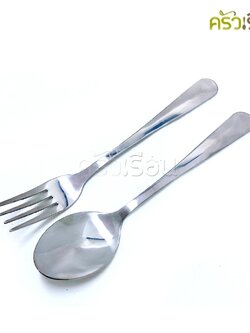 Double Apples [6 คู่] ช้อนส้อม สเตนเลส ลายมน ขนาด 19 ซม. หนา 2 มม.