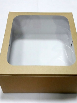 กล่องเค้ก กล่องเค้ก 2 ปอนด์ กล่องขนม กล่องเบเกอรี่ กล่องคัพเค้ก สีคราฟท์ขาวหลังน้ำตาล ขนาด 24.5x24.5x10ซม.ราคา 375 บาท (20ใบ/แพ็ค)