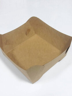 ถาดใส่ขนม ถาดขนมปัง ถาดชิม ถาดอาหารฟู้ดเกรด สีคราฟท์ตาลเข้ม ขนาด 7x8x3.5 ซม. (กระดาษหนา 300แกรม) ราคา 100 บาทต่อแพ็ค (100ชิ้น)