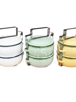 Rabbit Brand ปิ่นโตเคลือบ รุ่นสุขสันต์ 12 ซม. 2 ชั้น ตรากระต่าย ราคาต่อเถา