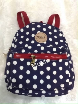 กระเป๋าเป้ผ้าสะพายหลัง mumu เป้เล็ก ลายจุดขาว