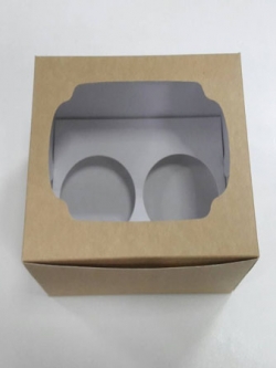 กล่องคัพเค้ก 2 ชิ้น สีคราฟท์น้ำตาลอ่อน ขนาด 13x15.2x10ซม.กล่องคัพเค้กพร้อมฐานรองคัพเค้ก (ช่องใส่คัพเค้กกว้าง 6.4ซม.) ราคา 200 บาท (20ใบ/แพ็ค)