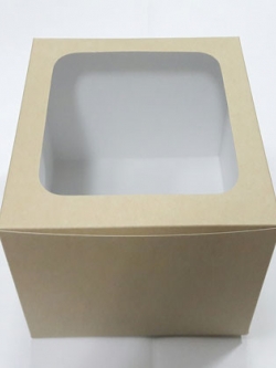 กล่องเค้ก กล่องเค้ก 1 ปอนด์ ทรงสูงพิเศษ กล่องเค้กฟองดอง กล่องขนม กล่องเบเกอรี่ กล่องคัพเค้ก สีคราฟท์ขาวหลังน้ำตาล 20.3x20.3x15ซม. ราคา 380 บาทต่อแพ็ค (20ใบ)