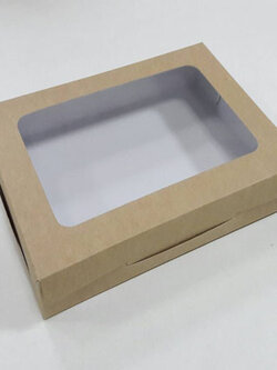กล่องขนม กล่องบราวนี่ กล่องทาร์ตไข่ กล่องขนมเปี๊ยะ กล่องอเนกประสงค์ ขนาด 14.5x20x4 ซม. สีคราฟท์หน้าขาวหลังน้ำตาล ราคา 165 บาทต่อแพ็ค (20 ใบ)